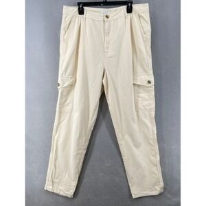 Topshop Pants Womens Sz‎ 14 Cargo Beige Utility High Rise Trousers Casual